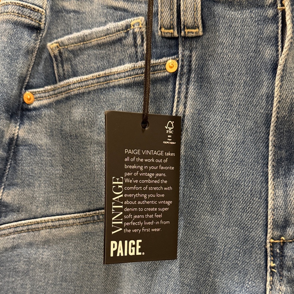 PAIGE Anessa High-Rise jeans with cropped wide leg and Raw Hem - size 26 - NWT - Picture 11 of 14